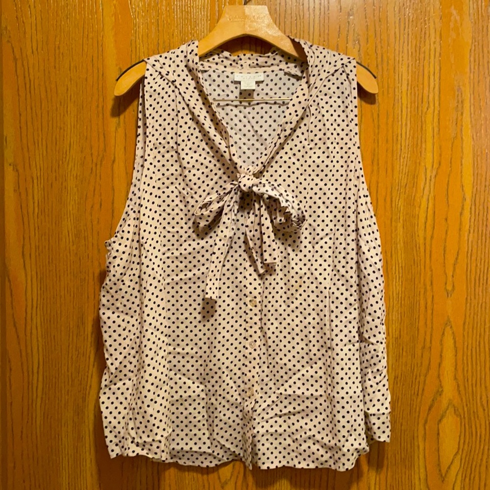 Tweeds woman tie neck sleeveless blouse 2X